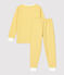 Kinderpyjama aus Bio-Baumwolle mit gelben Ringelstreifen gelb OCRE/weiss MARSHMALLOW